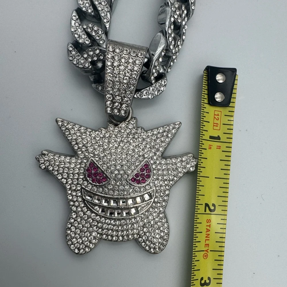 Pokemon Iced Out‎ Gengar Pendant Necklace with Diamond Cuban Chain HIGH QUALITY